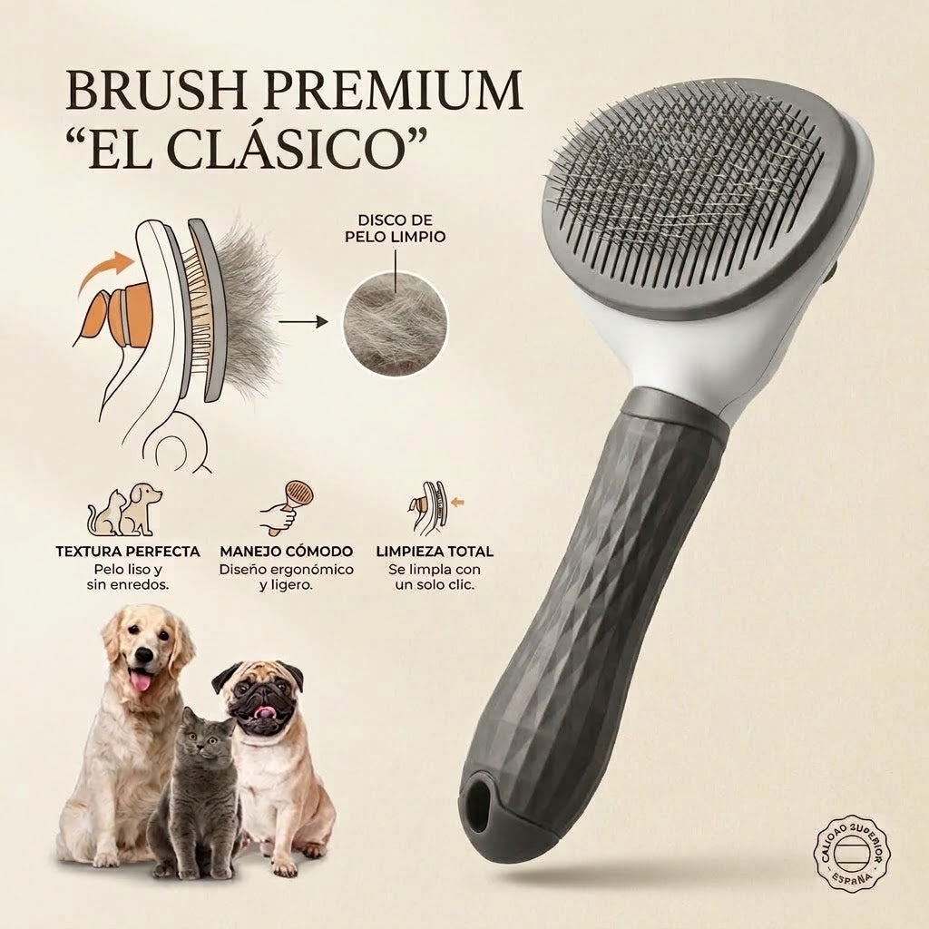 Cepillo Deslanador Autolimpiable para Perro y Gato