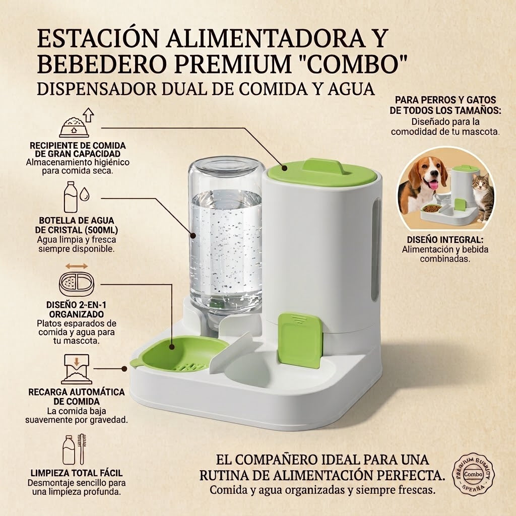 Comedero y Bebedero 2 en 1 para Perro y Gato