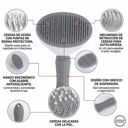 Cepillo Deslanador Autolimpiable para Perro y Gato